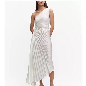 NWT Mango Asymmetrical Pleated One-Shoulder Dress